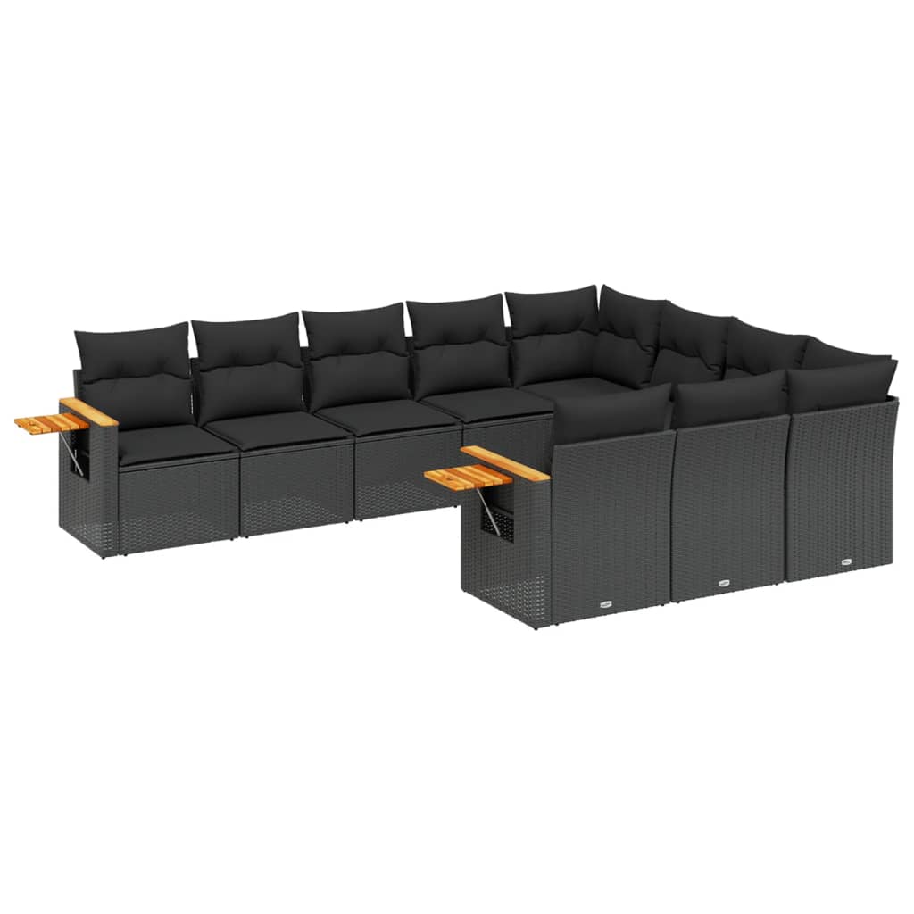sofasæt til haven 10 dele med hynder polyrattan sort