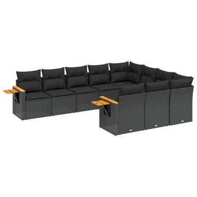 sofasæt til haven 10 dele med hynder polyrattan sort