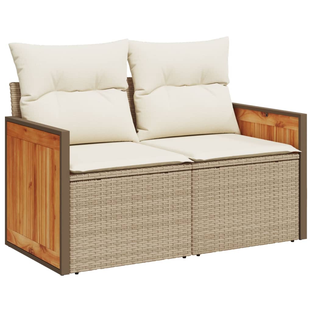sofasæt til haven 7 dele med hynder polyrattan beige