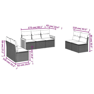 sofasæt til haven 7 dele med hynder polyrattan beige