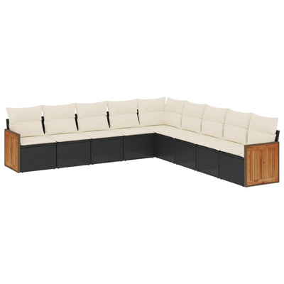 sofasæt til haven 9 dele med hynder polyrattan sort
