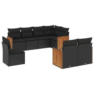 sofasæt til haven 8 dele med hynder polyrattan sort