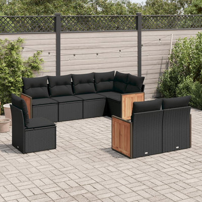 sofasæt til haven 8 dele med hynder polyrattan sort