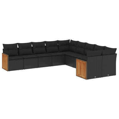 sofasæt til haven 10 dele med hynder polyrattan sort