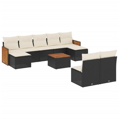 sofasæt til haven 10 dele med hynder polyrattan sort