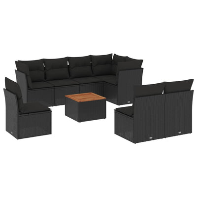 sofasæt til haven 9 dele med hynder polyrattan sort