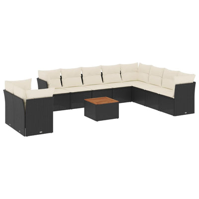 sofasæt til haven 11 dele med hynder polyrattan sort
