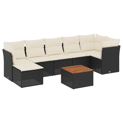 sofasæt til haven 8 dele med hynder polyrattan sort