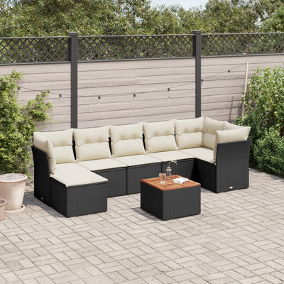 sofasæt til haven 8 dele med hynder polyrattan sort