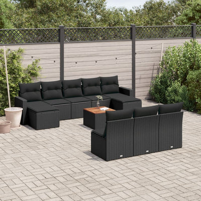 sofasæt til haven 11 dele med hynder polyrattan sort