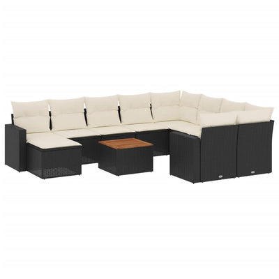 sofasæt til haven 11 dele med hynder polyrattan sort