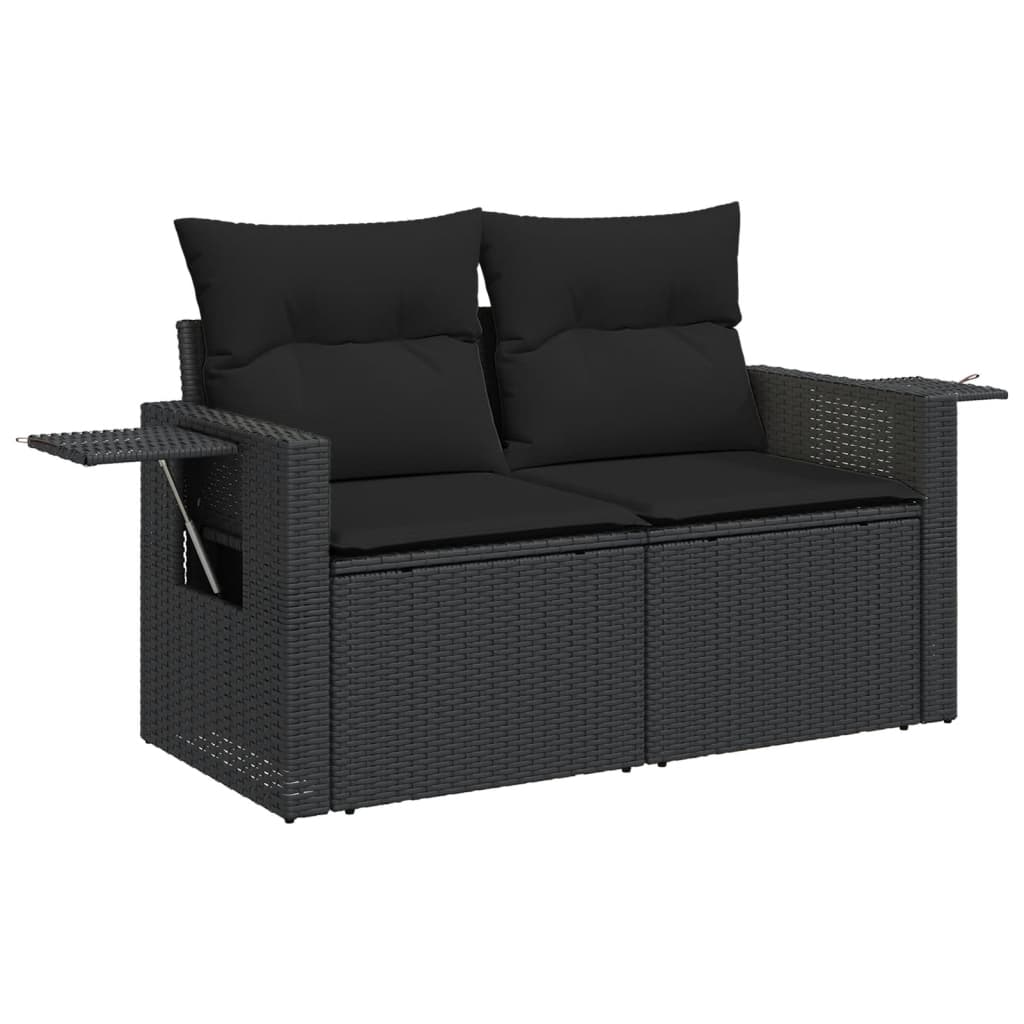 sofasæt til haven 9 dele med hynder polyrattan sort