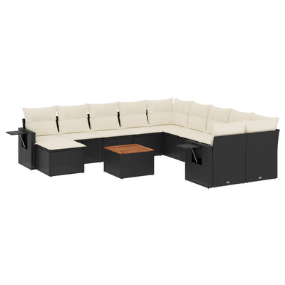 sofasæt til haven 12 dele med hynder polyrattan sort