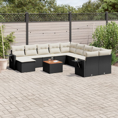 sofasæt til haven 12 dele med hynder polyrattan sort
