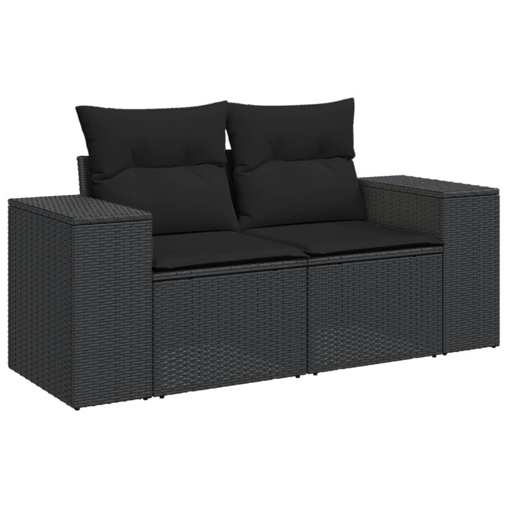 sofasæt til haven 9 dele med hynder polyrattan sort