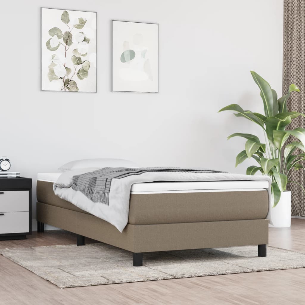 springmadras med pocketfjedre 120x190x20 cm stof gråbrun