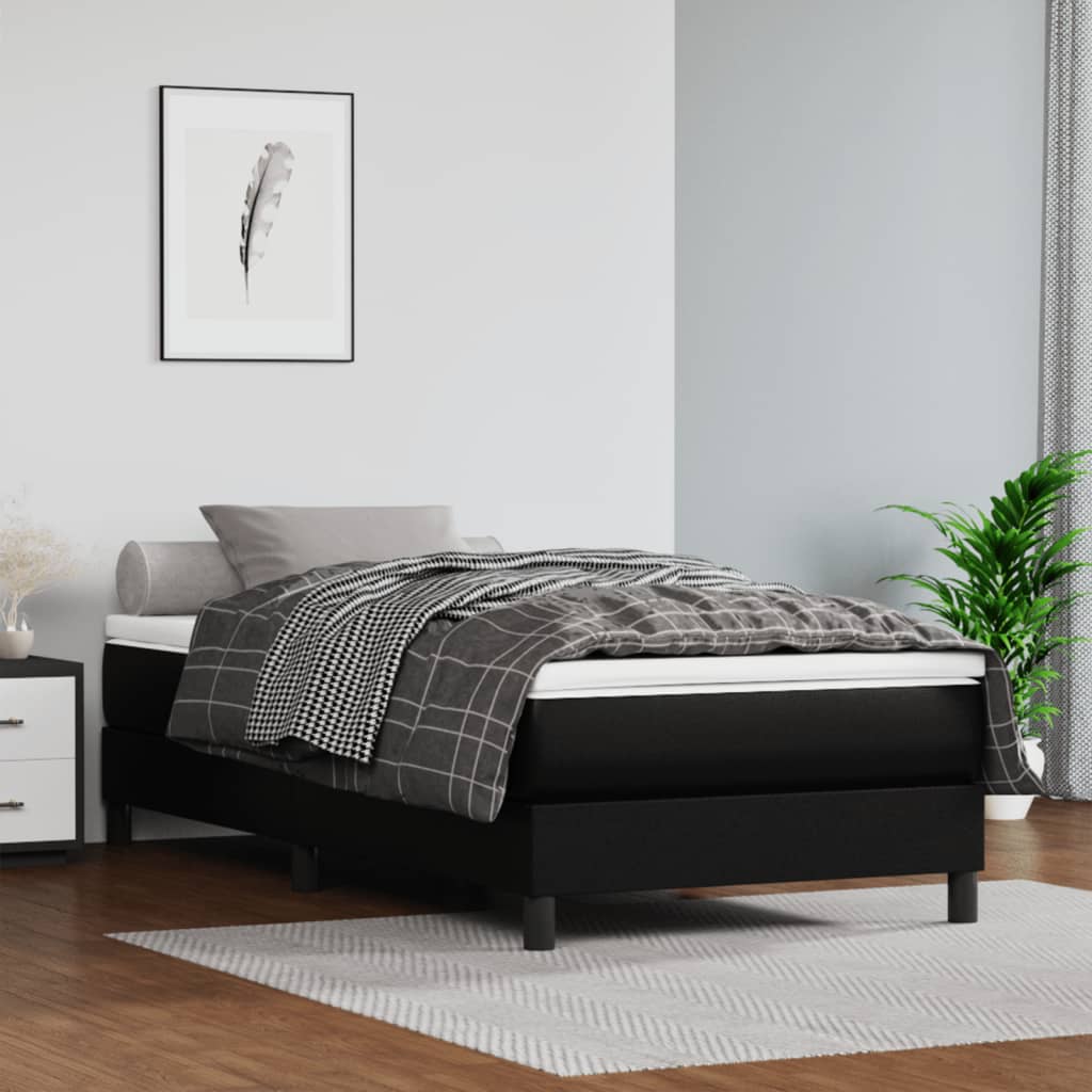 springmadras med pocketfjedre 120x190x20 cm kunstlæder sort