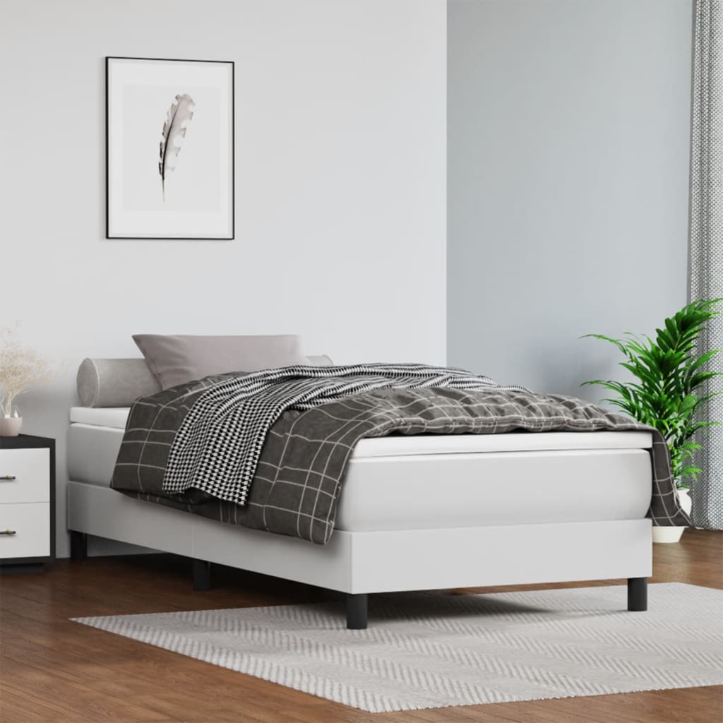 springmadras med pocketfjedre 120x190x20 cm kunstlæder hvid