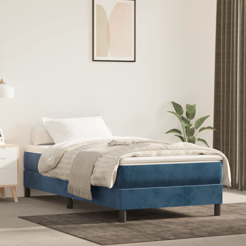 springmadras med pocketfjedre 120x190x20 cm fløjl mørkeblå