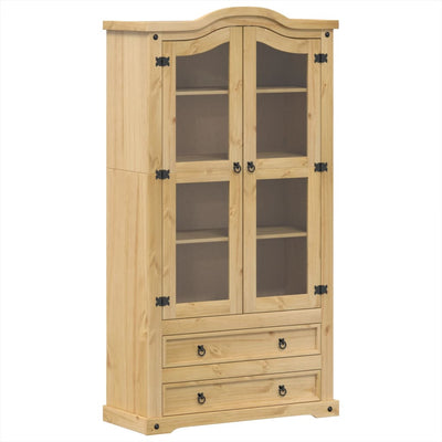 glasskab Corona 99x43x187 cm massivt fyrretræ