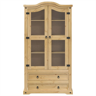 glasskab Corona 99x43x187 cm massivt fyrretræ