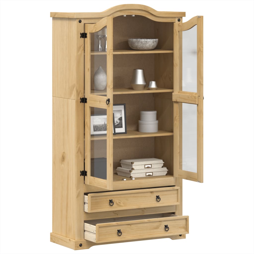glasskab Corona 99x43x187 cm massivt fyrretræ