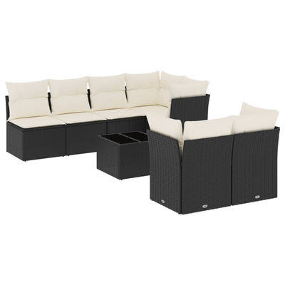sofasæt til haven 8 dele med hynder polyrattan sort