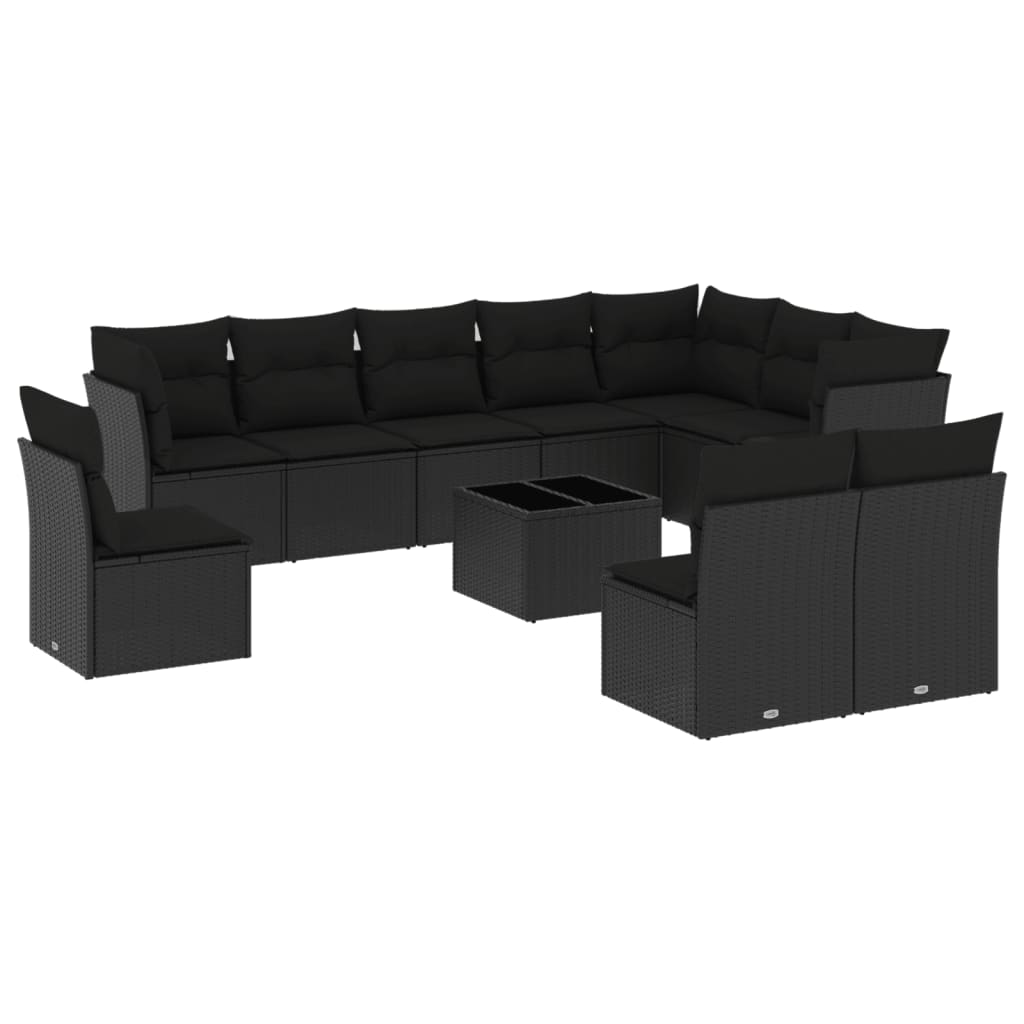sofasæt til haven 11 dele med hynder polyrattan sort