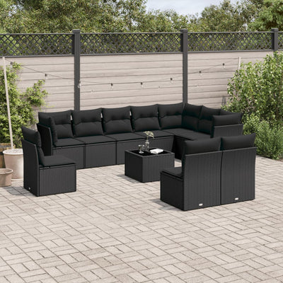 sofasæt til haven 11 dele med hynder polyrattan sort