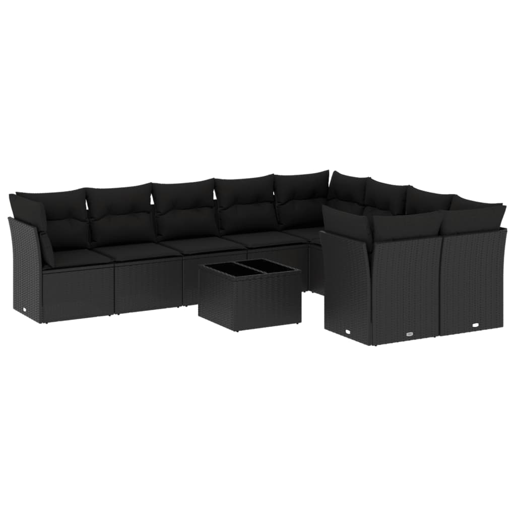 sofasæt til haven 10 dele med hynder polyrattan sort
