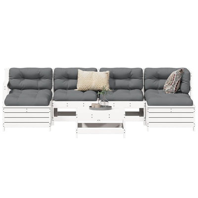 sofasæt til haven 7 dele massivt fyrretræ hvid