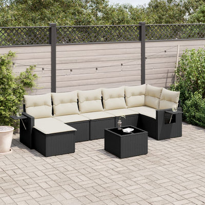 sofasæt til haven 8 dele med hynder polyrattan sort