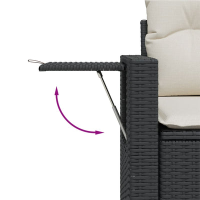 sofasæt til haven 7 dele med hynder polyrattan sort