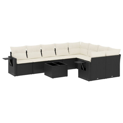 sofasæt til haven 10 dele med hynder polyrattan sort