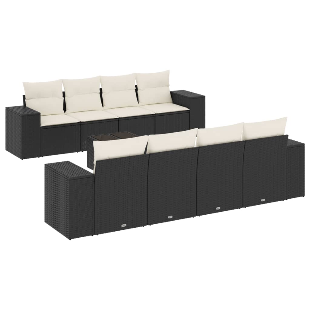 sofasæt til haven 9 dele med hynder polyrattan sort