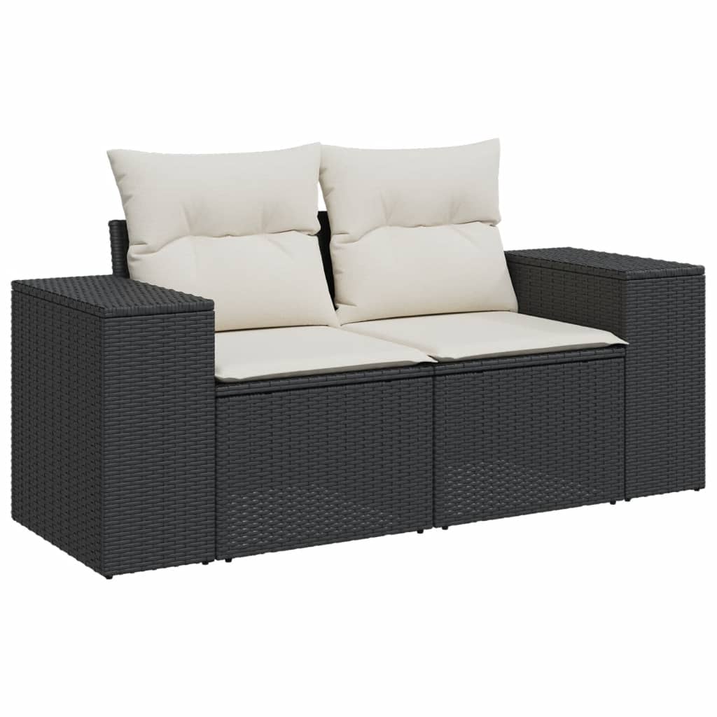 sofasæt til haven 7 dele med hynder polyrattan sort