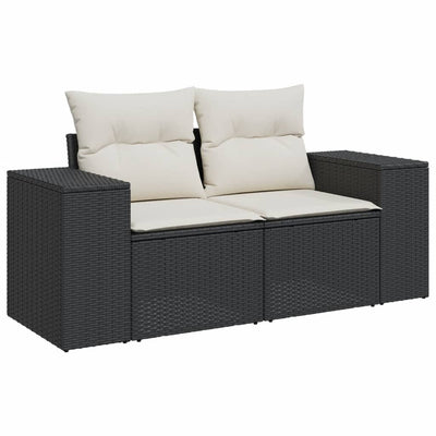 sofasæt til haven 7 dele med hynder polyrattan sort