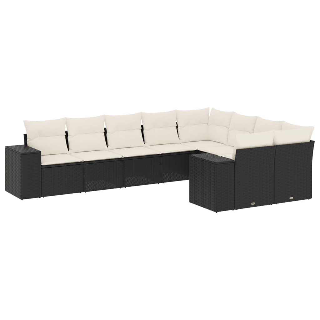 sofasæt til haven 9 dele med hynder polyrattan sort