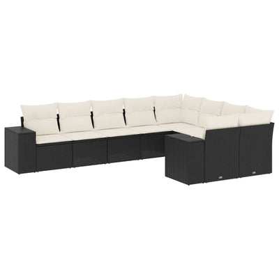 sofasæt til haven 9 dele med hynder polyrattan sort