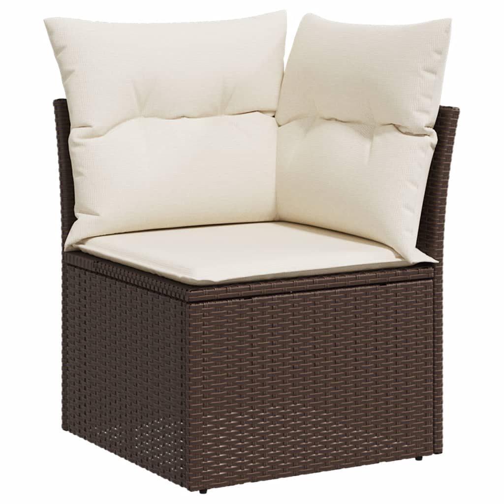 sofasæt til haven 9 dele med hynder polyrattan brun