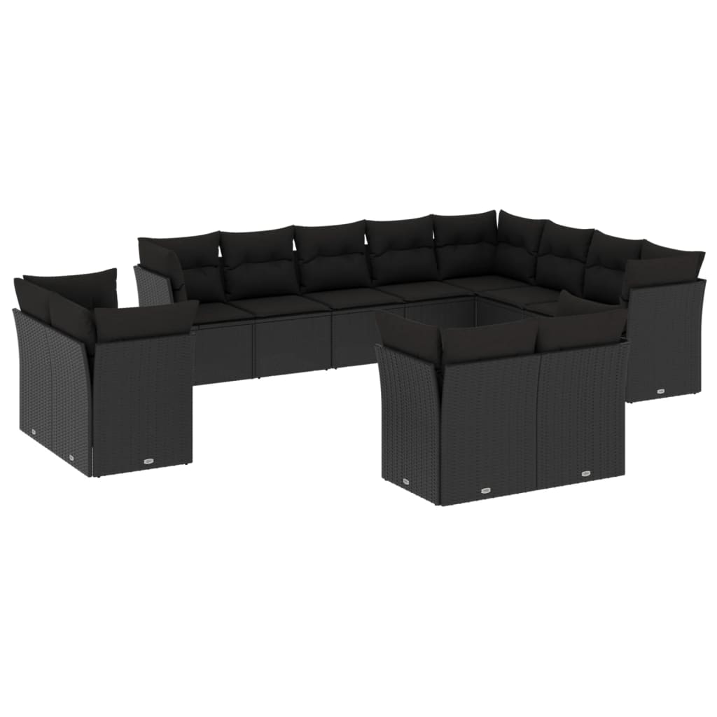 sofasæt til haven 12 dele med hynder polyrattan sort