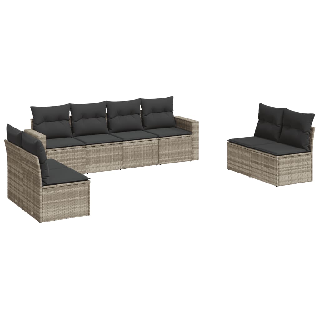 sofasæt til haven 8 dele med hynder polyrattan lysegrå
