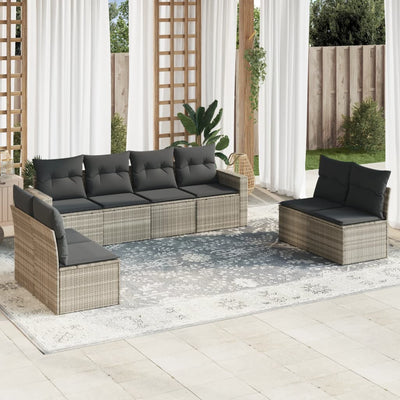 sofasæt til haven 8 dele med hynder polyrattan lysegrå