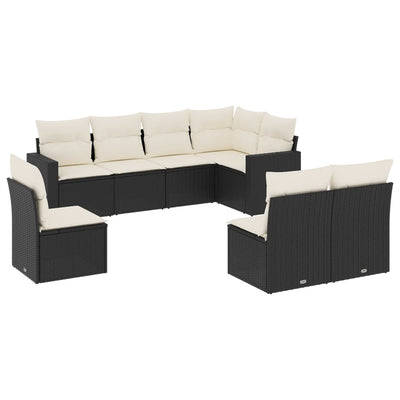 sofasæt til haven 8 dele med hynder polyrattan sort