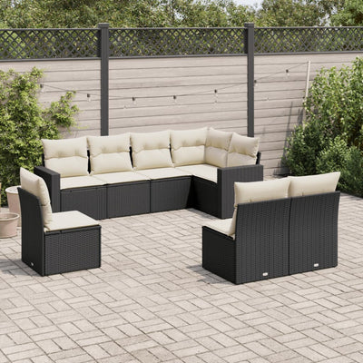 sofasæt til haven 8 dele med hynder polyrattan sort