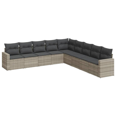 sofasæt til haven 9 dele med hynder polyrattan lysegrå