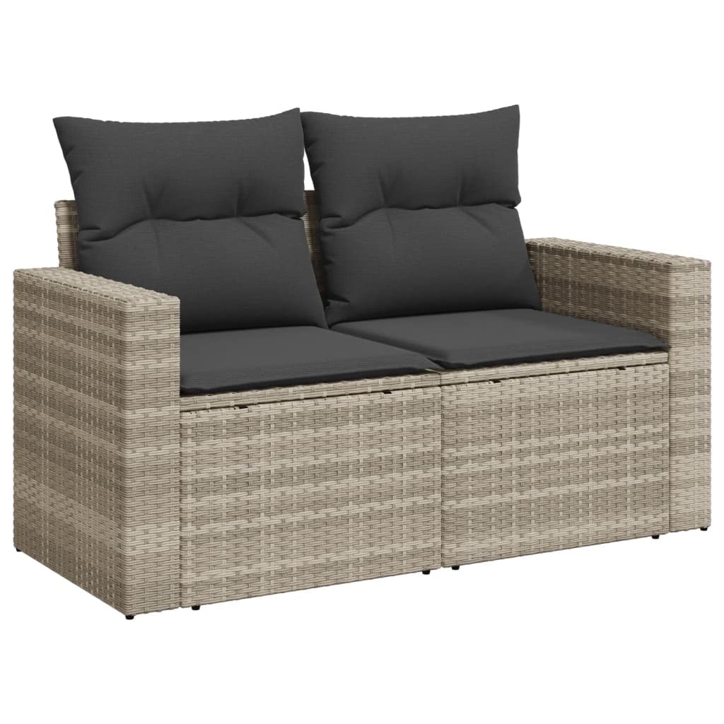 loungesæt til haven 11 dele med hynder polyrattan grå