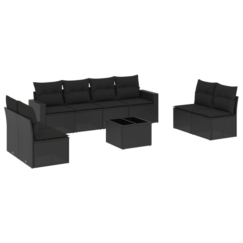 sofasæt til haven 9 dele med hynder polyrattan sort