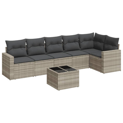 sofasæt til haven 7 dele med hynder polyrattan lysegrå
