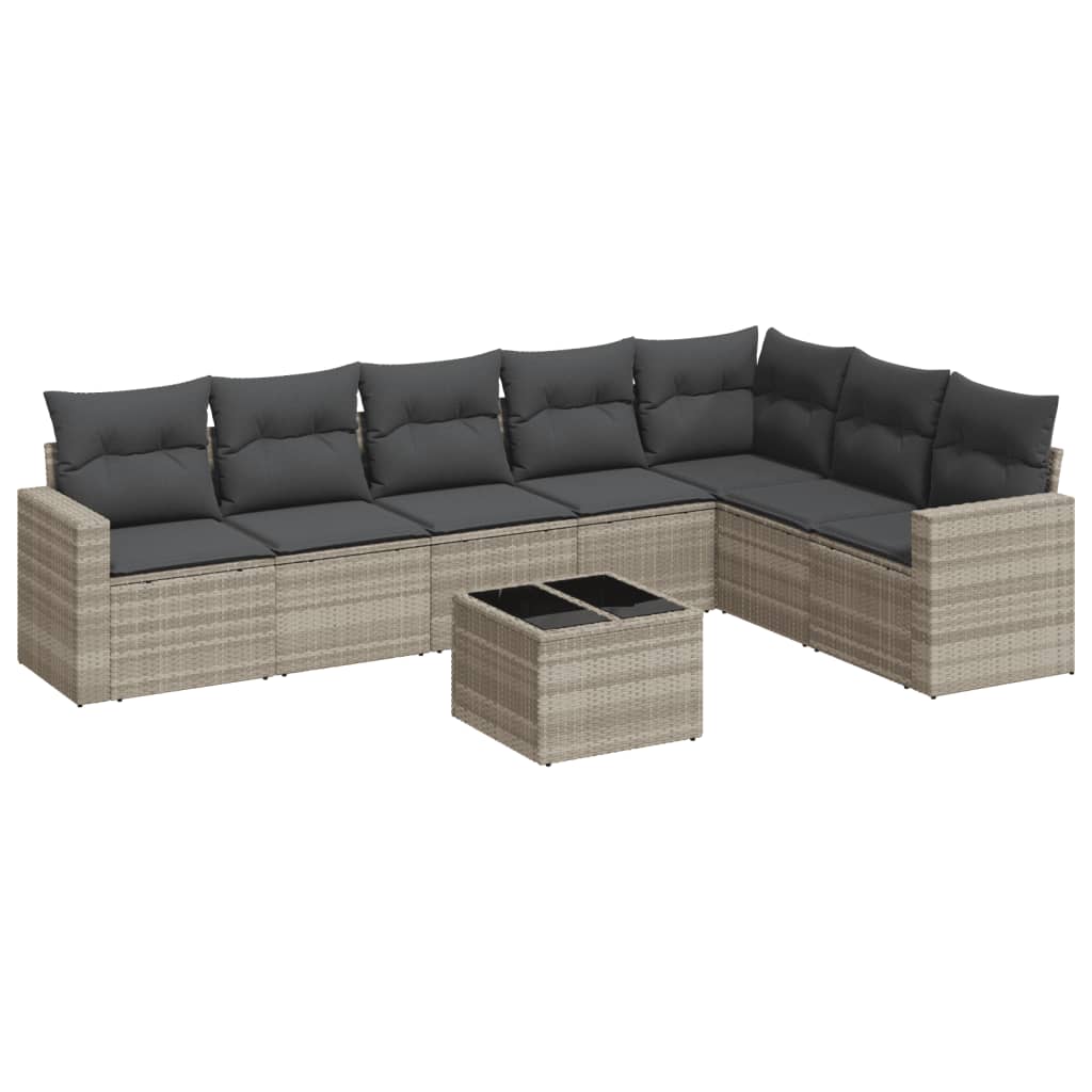 sofasæt til haven 8 dele med hynder polyrattan lysegrå
